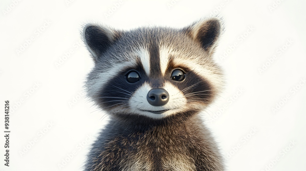 Poster 43. **a detailed 3d render of a ceramic tile art showcasing a charming raccoon with playful patterns