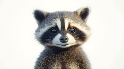 Obraz premium 43. **A detailed 3D render of a ceramic tile art showcasing a charming raccoon with playful patterns and textures, isolated on a white background