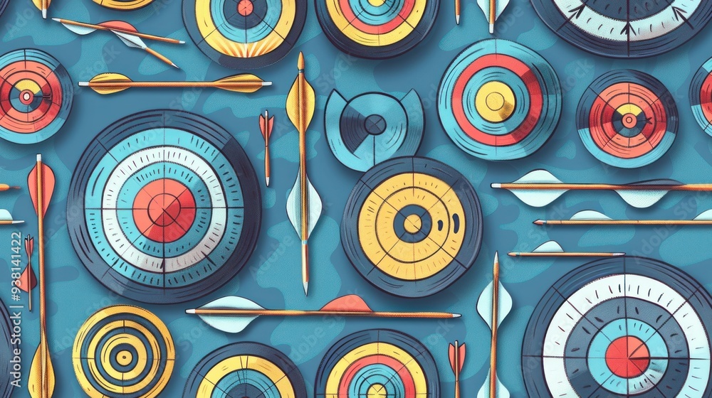 Wall mural Colorful Archery Target Background.  Concept of Goal Setting, Precision and Accuracy