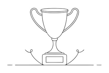 Continuous Single Line Trophy Cup Drawing - Vector Illustration, SVG Files, Cricut & Silhouette Cut Files, Clipart, T-Shirt Graphics