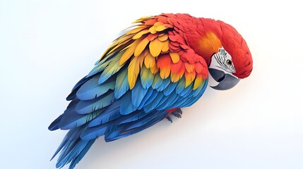 Obraz premium 45. **A realistic 3D render of a ceramic tile art depicting a vibrant parrot with detailed feather patterns, isolated on a white background