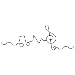 Music  single line art, continuous one line drawing of  Isolated outline vector art
