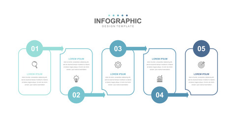 infographic elements template, business concept with 5 steps, workflow layout, icons, diagram, report, web design. Creative, vector, illustration.