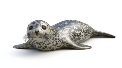 Obraz premium 24. **A lifelike 3D render of a ceramic tile art showcasing a playful seal with detailed patterns and textures, isolated on a white background