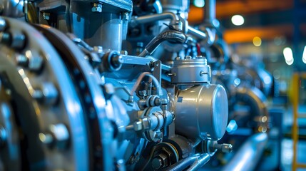 Fototapeta premium A detailed look at the lubrication system for turbines in a gas power plant