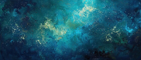 Obraz premium Abstract nebula swirling with vibrant blues and teals, cosmic dust textured with subtle noise. 