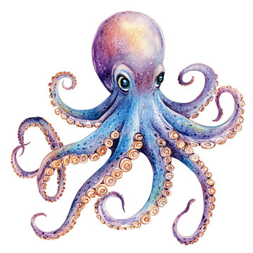 recommend clip art: Pink Octopus cartoon Watercolor Illustration 