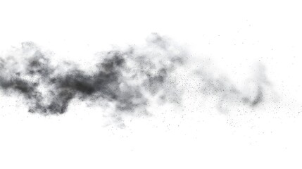 Dust Cloud: A swirling dust cloud, with fine particles suspended mid-air, creating a subtle texture on a white background.
