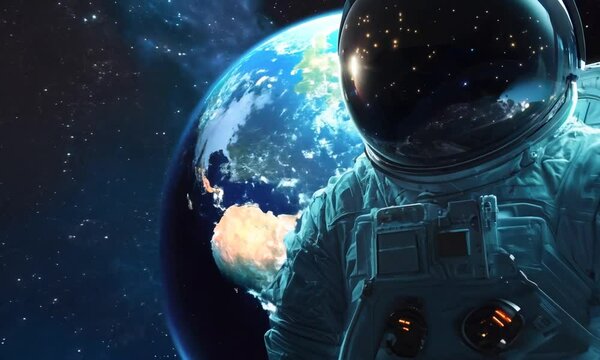 Astronaut in Space with Earth