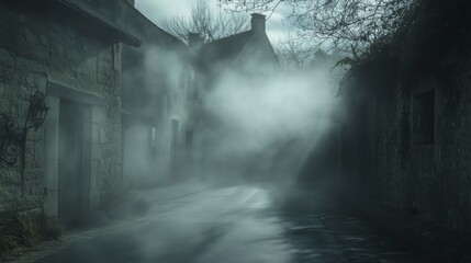 Shadows and Fog in Deserted Town