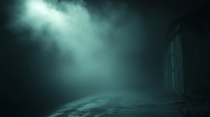 Fog-Covered Village with Shadows