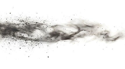 Dust Cloud: A swirling dust cloud, with fine particles suspended mid-air, creating a subtle texture on a white background.
