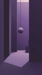 Light lavender 3d mock up podium with flying spheres or balls in purple. Bright stylish contemporary Abstract Modern platform for product or cosmetics presentation. Render scene with geometric shapes.