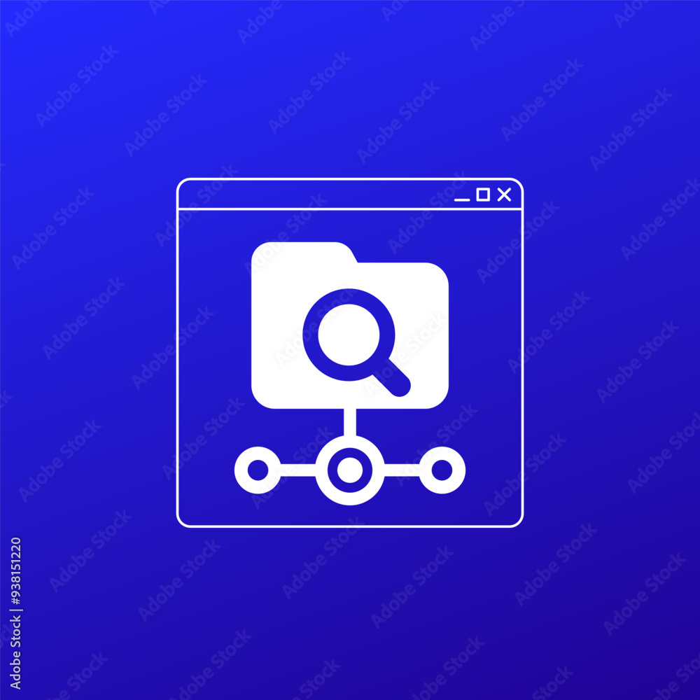 Sticker directory search vector icon with a folder