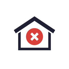decommissioning icon with house on white