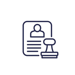 document and stamp, permit line icon