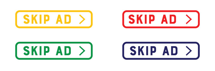 Skip ad button icons sign vector design. Symbol for social media elements on white background.