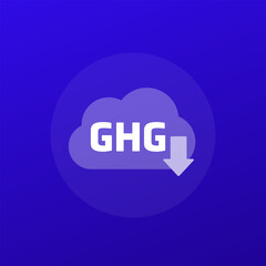 GHG reduction icon, reducing greenhouse gas vector transparent design