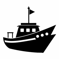 Raw boat black silhouette