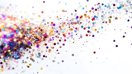 Glitter Explosion: A burst of glitter particles in various colors, shimmering as they spread out against a white background.
