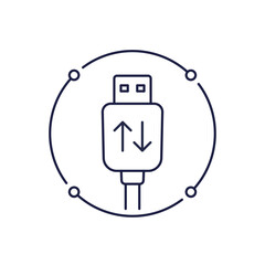 usb data transfer line icon on white