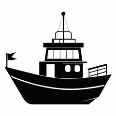 Raw boat black silhouette
