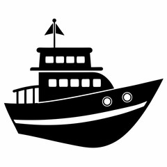 Raw boat black silhouette