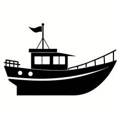 Raw boat black silhouette