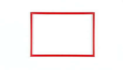 A modern red picture frame isolated on a white background