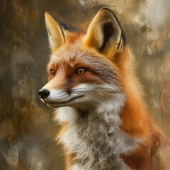 Fototapeta premium Elegant Renaissance Fox Portrait: Whimsical Animal Art in Medieval Style. Creative AI-Generated Illustration for Party Invitations, Graphic Design, and Marketing. Blending Cultural Heritage with Moder