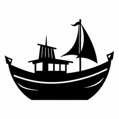 Raw boat black silhouette