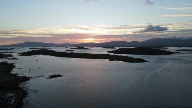 A colorful sky at dusk, Westport, Clew Bay, Mayo, Ireland