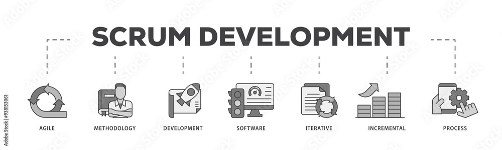 Aufkleber scrum development icon infographic illustration concept with icon of agile, methodology, development
