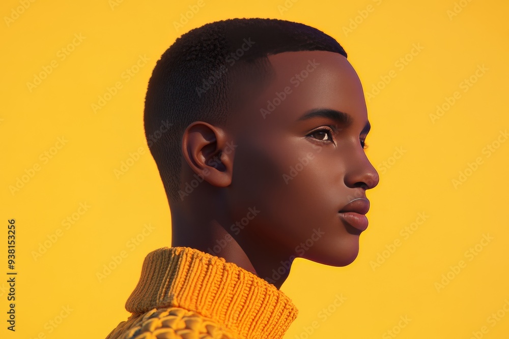 Poster portrait of a young man with glowing neural network representing cognitive power neural activity and