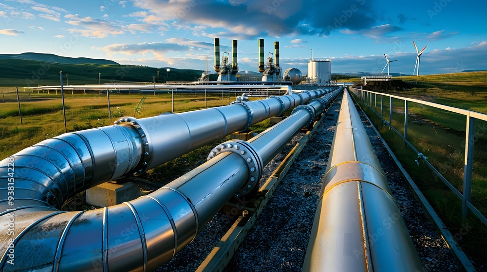 Poster the dynamic flow of natural gas through pipelines feeding into turbines