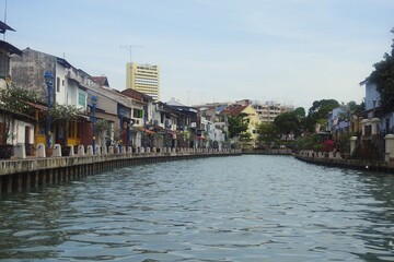 Naklejka premium Art on Malacca River Houses, Malacca, Malaysia