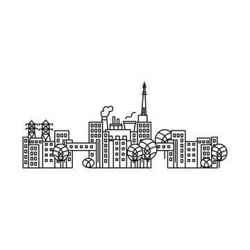 recommend clip art: Kharkiv Line Building Architecture. Vector Illustration of Outline Town. Ukraine Architecture..