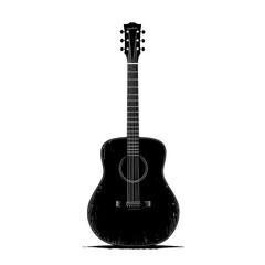 Black and white silhouette of an acoustic guitar.