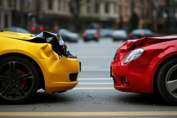 Fototapeta premium Visual comparison of two cars after an accident