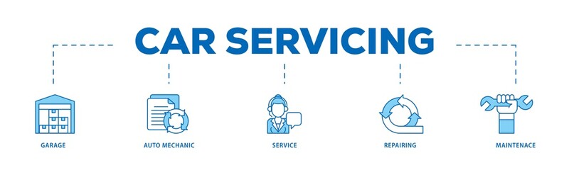 Car servicing icon infographic illustration concept with icon of repairing, maintenace, service, auto mechanic, garage icon png and easy to edit 
