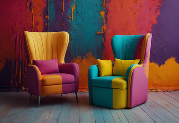 Nice chairs on a colorful background