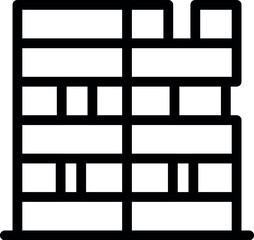 Simple line art icon of a contemporary building facade