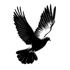 Fototapeta premium Black and white illustration of a flying dove.