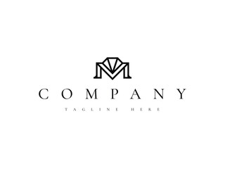 luxury letter M diamond logo design