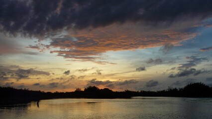 Sunset on the river, Kota Kinabalu, Island of Borneo, Malaysia