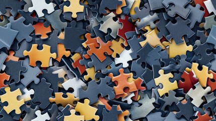 Close-Up of a Scattered Jigsaw Puzzle