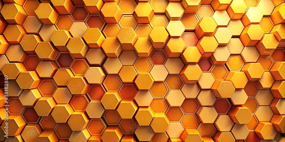 Poster golden hexagon abstract: a mesmerizing pattern of golden hexagons creates a captivating backdrop, ev