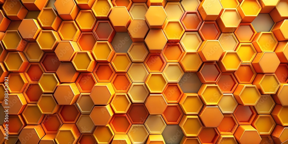 Poster golden hexagon abstract: a mesmerizing pattern of golden hexagons creates a captivating backdrop, ev