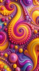 Kaleidoscope of Wonder: A vibrant fractal art piece bursting with swirling colors and intricate patterns. 