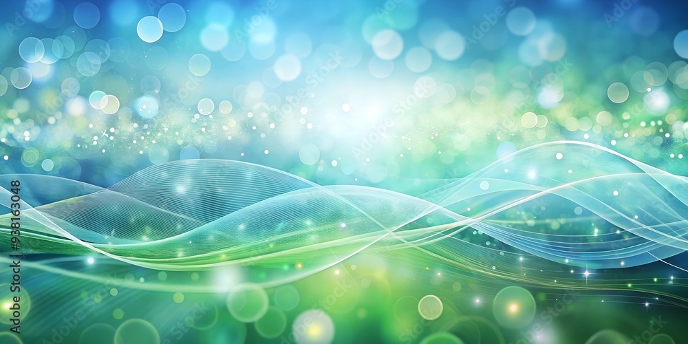 Canvas Prints emerald dreamscape: serene green and blue abstract background with flowing lines, bokeh, and a magic
